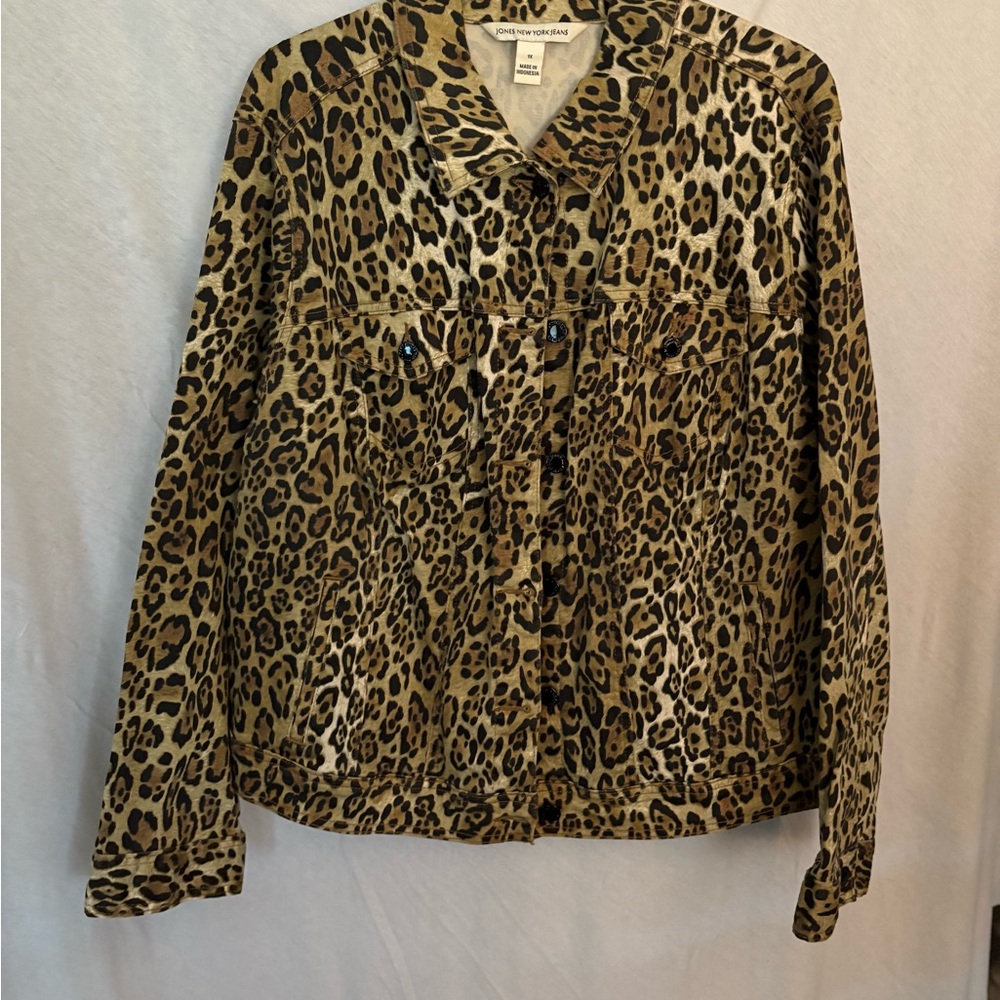 Jones New York Animal Print Denim Jacket
